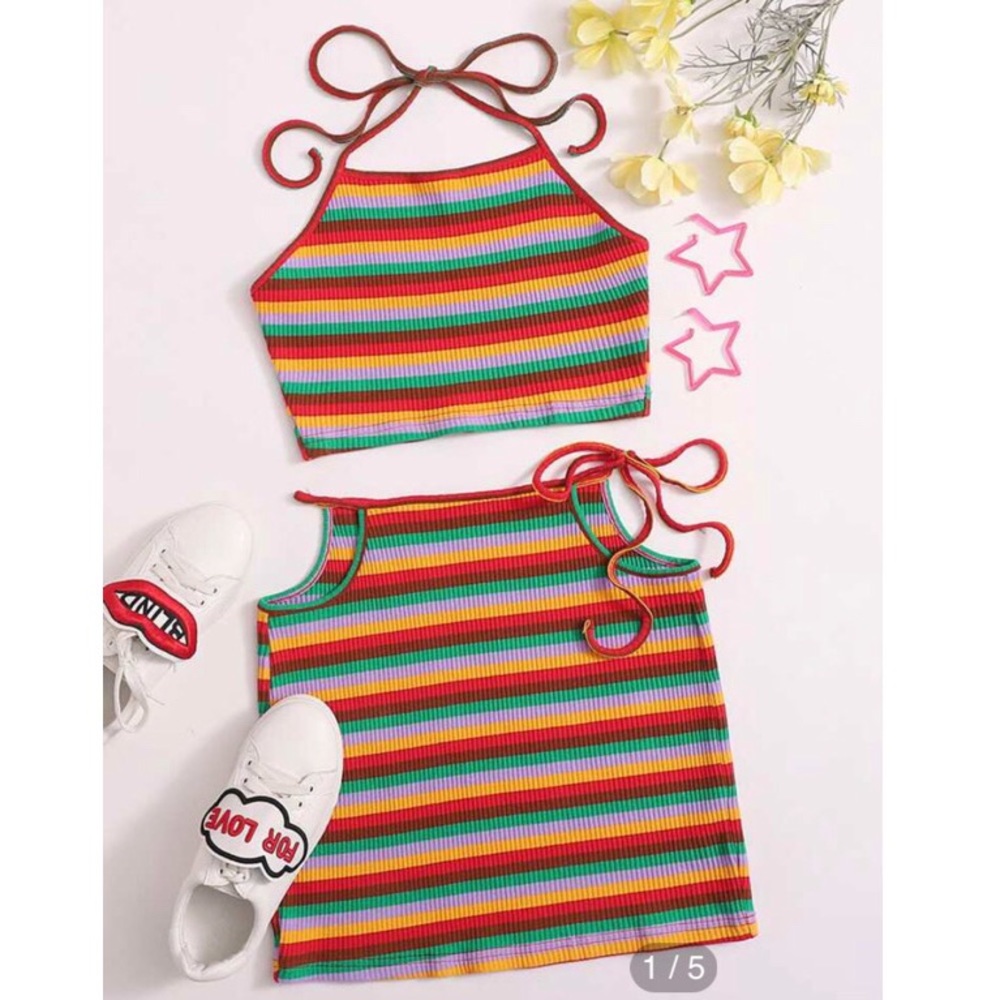 Colorful ribbed set
